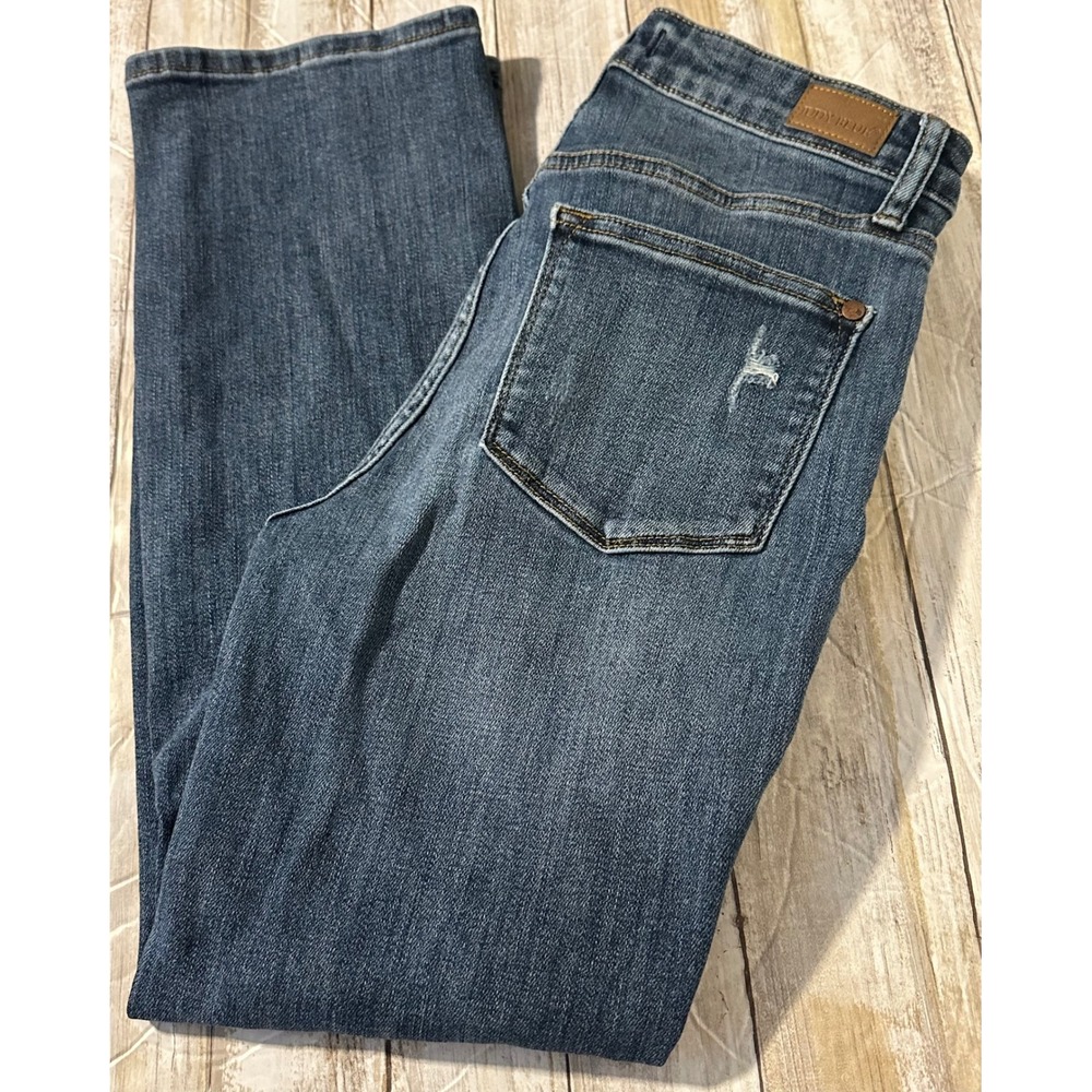 Judy Blue Women's Distressed Straight Leg Jeans Size 5/27 Blue Denim stretch